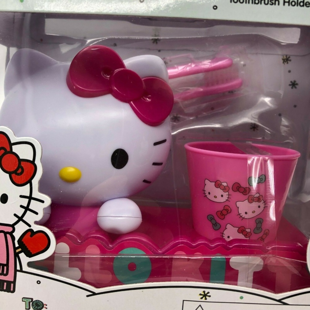 Hello Kitty Smile Set Toothbrush Holder Rinse Cup - Picture 2 of 8